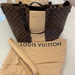 Louis Vuitton Damier Shoulder Bag with zipper Brown Cream (W/ lock & key) N44022
